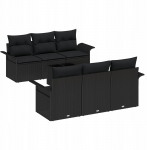 vidaXL 7-częściowy zestaw sof ogrodowych z poduszkami Black Polirattan, vidaXL 2-osobowa sofa ogrodowa z miejscem do przechowywania i poduszkami Black Polirattan | 3353922 | 8721288341938