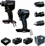 Zestaw narzędzi Panasonic Zestaw Panasonic:  wkrętarka EY1DD2, zakrętarka udarowa EY1PD1, 2x Akumulator 18V/5,0 Ah, ładowarka, systainer, 3 końc&oacute;wki robocze | PAEYC901LJ2G | 5904910033293