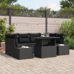 vidaXL Zestaw Sof Ogrodowych Zestaw 7 Black Polirattan, szkło | 3357856 | 8721288380593