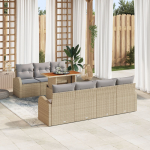 vidaXL 8-osaline aiam&ouml;&ouml;bli komplekt pol&uuml;rotangist koos patjadega Beige Akaatsia | 3349545 | 8721158996596
