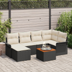 vidaXL Zestaw 7 sof ogrodowych z poduszkami Black polirattan akacja | 3347348 | 8721158974624