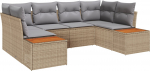 vidaXL 6-osaline aiam&ouml;&ouml;bli komplekt patjadega Beige pol&uuml;rotang Akatsia | 3356825 | 8721288370969