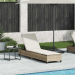 vidaXL Leżak z poduszkami beżowy 55x200x25,5cm polirattan | 4104097 VidaXL | 8721158660718