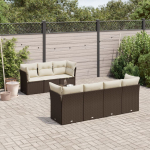 vidaXL 8-osaline aiam&ouml;&ouml;bli komplekt patjadega Brown | 3217283 | 8721012958845
