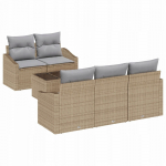 vidaXL 6-osaline aiam&ouml;&ouml;bli komplekt pol&uuml;rotangist koos patjadega Beige | 3346600 | 8721158961860