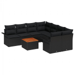 vidaXL 9-osaline aiam&ouml;&ouml;bli komplekt patjadega Black pol&uuml;rotang akatsia | 3347310 | 8721158974242