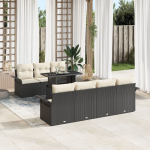 vidaXL 8-osaline aiam&ouml;&ouml;bli komplekt patjadega Black pol&uuml;rotang | 3348223 | 8721158983374