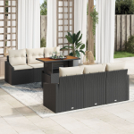 vidaXL 7-osaline s&ouml;&ouml;gitoa komplekt patjadega Black pol&uuml;rotang Akaatsia | 3349781 | 8721158998958