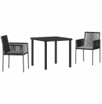 vidaXL Zestaw do jadalni w ogrodzie 3 pcs Black Polirattan Lumarko | 3379107 VidaXL | 8721288640345