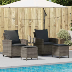 vidaXL 4-osaline aiam&ouml;&ouml;bli komplekt, padjad, hall, PE rotang | 4103865 | 8721158653086