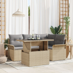 vidaXL 5-osaline aiam&ouml;&ouml;bli komplekt koos patjadega Beige pol&uuml;rattanist diivan | 3348276 | 8721158983909