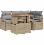 vidaXL 5-Częściowy Zestaw Sofy Ogrodowej z Poduszkami Beżowy Poly Rattan, vidaXL 2-osobowa Sofa Ogrodowa z Magazynem i Poduszkami Beżowy Poly Rattan | 3358443 | 8721288386465