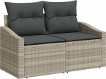 vidaXL 5-osaline aiam&ouml;&ouml;bli komplekt helehallide patjadega, rattan | 3357735 | 8721288379382