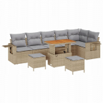 9-osaline aiam&ouml;&ouml;bli komplekt vidaXL polsterdatud Beige pol&uuml;rotang akatsia | 3361767 | 8721288418869