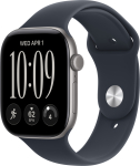 Apple Watch Series 12 GPS 46mm Space Grey Aluminium Geh&auml;use mit Navy Blue Sport Band - M/L | MJEJ4ZR/A | 0195951226897