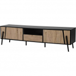 Beliani Szafka RTV jasne drewno z Blackm BLACKPOOL | 123922 | 4260624113951