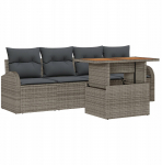 vidaXL Zestaw sof ogrodowych 5 element&oacute;w z poduszkami Gray Poli Rattan, vidaXL Sofa ogrodowa 2-osobowa z magazynem i poduszkami Gray Poli Rattan | 3358253 | 8721288384560