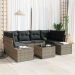 vidaXL 7-osaline aiam&ouml;&ouml;bli komplekt pol&uuml;rotangist koos patjadega Grey | 3346959 | 8721158965455