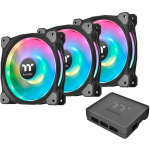 Thermaltake Riing Duo 12 RGB Radiator Fan 3 Pack (Black, 3er Set, 1x Controller, 120 mm) | CL-F073-PL12SW-A | 4711246873513