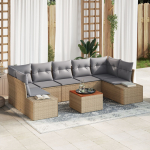 vidaXL 8-osaline aiam&ouml;&ouml;bli komplekt koos patjadega Beige pol&uuml;rotang Akaatsia | 3347924 | 8721158980380
