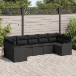 vidaXL 7-częściowy zestaw sofy ogrodowej z poduszkami Black polirattan | 3345853 | 8721158954398