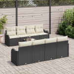 vidaXL 9-osaline aiam&ouml;&ouml;bli komplekt patjadega Black pol&uuml;rotang | 3354296 | 8721288345677
