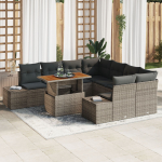 vidaXL Aiatoolide komplekt 9-osaline Hall pol&uuml;rattanist aiadiivan | 3349943 | 8721158230577
