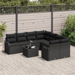 vidaXL 9-osaline aiam&ouml;&ouml;bli komplekt pol&uuml;rotangist koos patjadega Black | 3354312 | 8721288345837