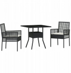 Zestaw do jadalni w ogrodzie 3 pcs Black Polirattan Lumarko! | 3334923 VidaXL | 8721158891433