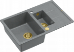Zlewozmywak GraniteQ MORGAN 156 GraniteQ zlewozmywak silver stone z syfonem Push To Open okrągły 1,5-komorowy z/o / elementy złote | brak | 5904310997218