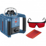 Bosch Powertools Rotationslaser GRL 300 HV Professional (blau, rote Laserlinie und Lotpunkt, mit Halterung, Baustativ, Laser-Empf&auml;nger, im Koffer) | 061599405U | 3165140617406