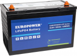 LiFePO4 EUROPOWER aku seeria LFP 12.8V 100Ah Bluetooth (Kasutusiga ~4000 ts&uuml;klit) | LFP/12/100/E/B/HT/SH | 5907612742326