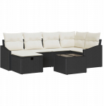 vidaXL Zestaw Sof Ogrodowych 7-częściowy z Poduszkami Black Poli Rattan | 3359286 | 8721288394897