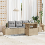 vidaXL 5-osaline aiam&ouml;&ouml;bli komplekt koos patjadega Beige pol&uuml;rotangist diivanikomplekt | 3358632 | 8721288388353