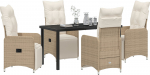 vidaXL 5-osaline aiam&ouml;&ouml;bli komplekt pol&uuml;rotangist koos patjadega Beige | 3379683 | 8721288646033