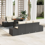 vidaXL S&ouml;&ouml;gitoa komplekt 6 osa koos patjadega Black pol&uuml;rotang Akaatsia | 3349900 | 8721158230140