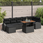 vidaXL 8-osaline aiam&ouml;&ouml;bli komplekt padjadega Black pol&uuml;rotang akatsia | 3349617 | 8721158997319