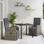 vidaXL Zestaw do jadalni w ogrodzie z poduszką 3 pcs Gray polirattan Lumarko | 3379485 VidaXL | 8721288644053