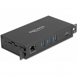 Karta sieciowa Delock 3 Port USB 5 Gbps Hub + RJ45 Gigabit LAN PoE++ Port złącze hosta USB Type-C&trade; w obudowie metalowej i 1,5 kV Isolation | 64336 | 4043619643363