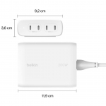 Ładowarka Belkin BELKIN ŁADOWARKA 4X PORT USB-C GAN 200W, BIAŁA | WCH015VFWH | 745883868230