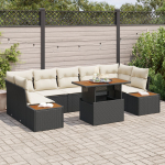 vidaXL 8-osaline aiam&ouml;&ouml;bli komplekt koos patjadega Black rattan akatsia | 3350044 | 8721158231581