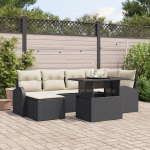 vidaXL Zestaw Sofowy do Ogrodu w 7 Częściach z Poduszkami Black Polirattan | 3348673 | 8721158987877