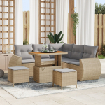 vidaXL 8-osaline aiam&ouml;&ouml;bli komplekt koos patjadega Beige pol&uuml;rotang Akaatsia | 3361877 | 8721288419965