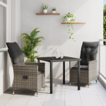 Zestaw do jadalni w ogrodzie z poduszką 3 pcs Gray Polirattan Lumarko! | 3379548 VidaXL | 8721288644688