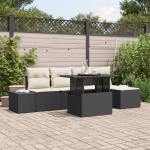 vidaXL Aiam&ouml;&ouml;bli komplekt 6-osaline Black s&uuml;nteetiline rattan, pol&uuml;ester | 3357900 | 8721288381033