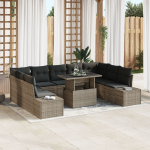 vidaXL Aiam&ouml;&ouml;bli komplekt 10 osa Hall rattan, pol&uuml;ester | 3349245 | 8721158993595