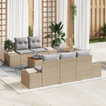 vidaXL Kuueosaline aiam&ouml;&ouml;bli komplekt patjadega Beige pol&uuml;rotang | 3356565 | 8721288368362