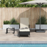 vidaXL Leżak Black i kremowy PE Rattan 157 x 55 x 92 cm | 365425 | 8721012309227