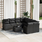vidaXL 9-osaline aiam&ouml;&ouml;bli komplekt patjadega Black pol&uuml;rotang, vidaXL 2-kohaline aiam&ouml;&ouml;bel patjadega Black pol&uuml;rotang | 3345643 | 8721158952295