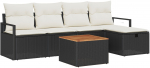 Zestaw 6-częściowy sofy ogrodowej z poduszkami Black Polirattan, Zestaw 2-osobowy sofa ogrodowa z przechowalnią i poduszkami Black Polirattan | 3360862 | 8721288409812